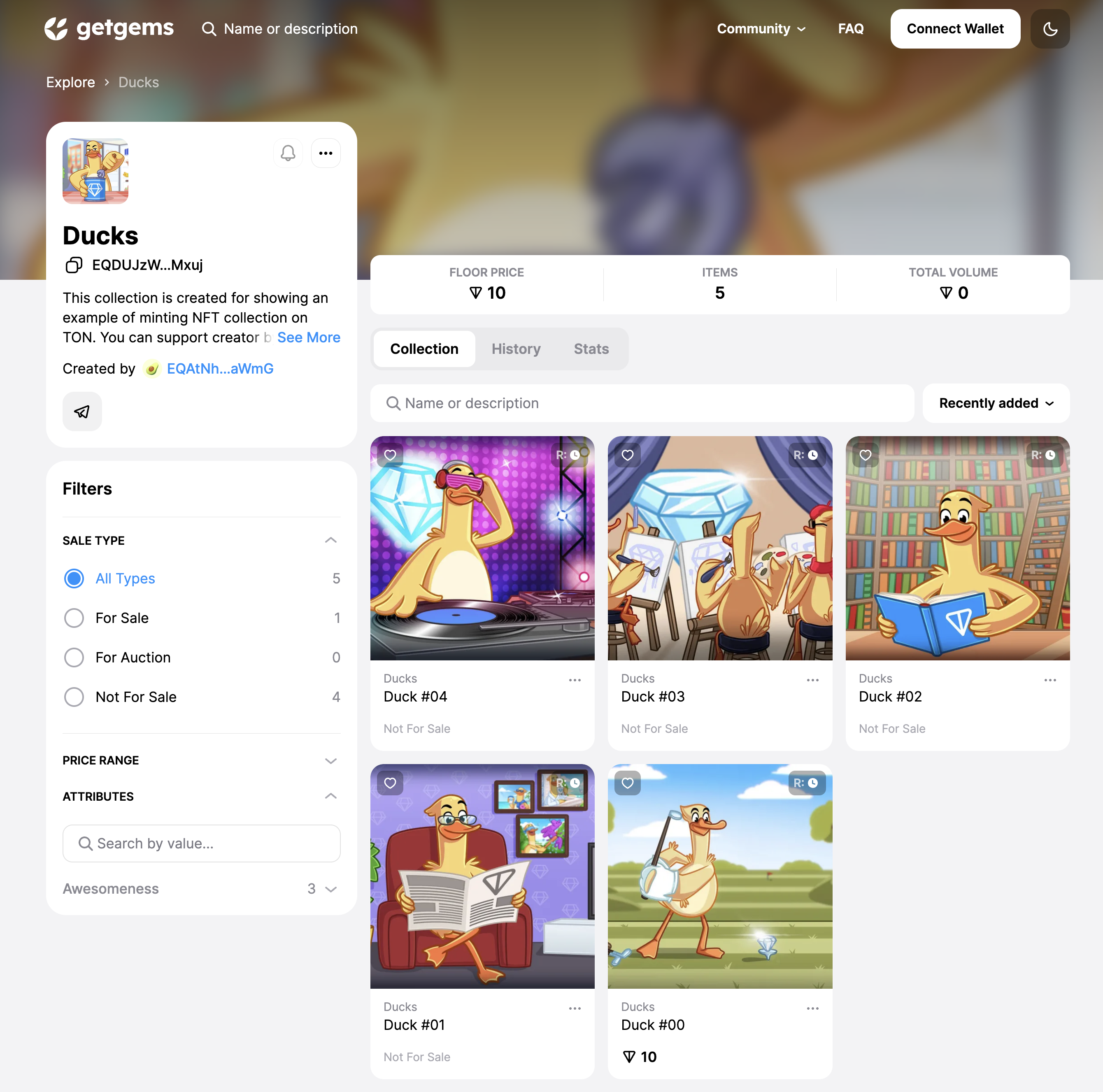 NFT collection preview