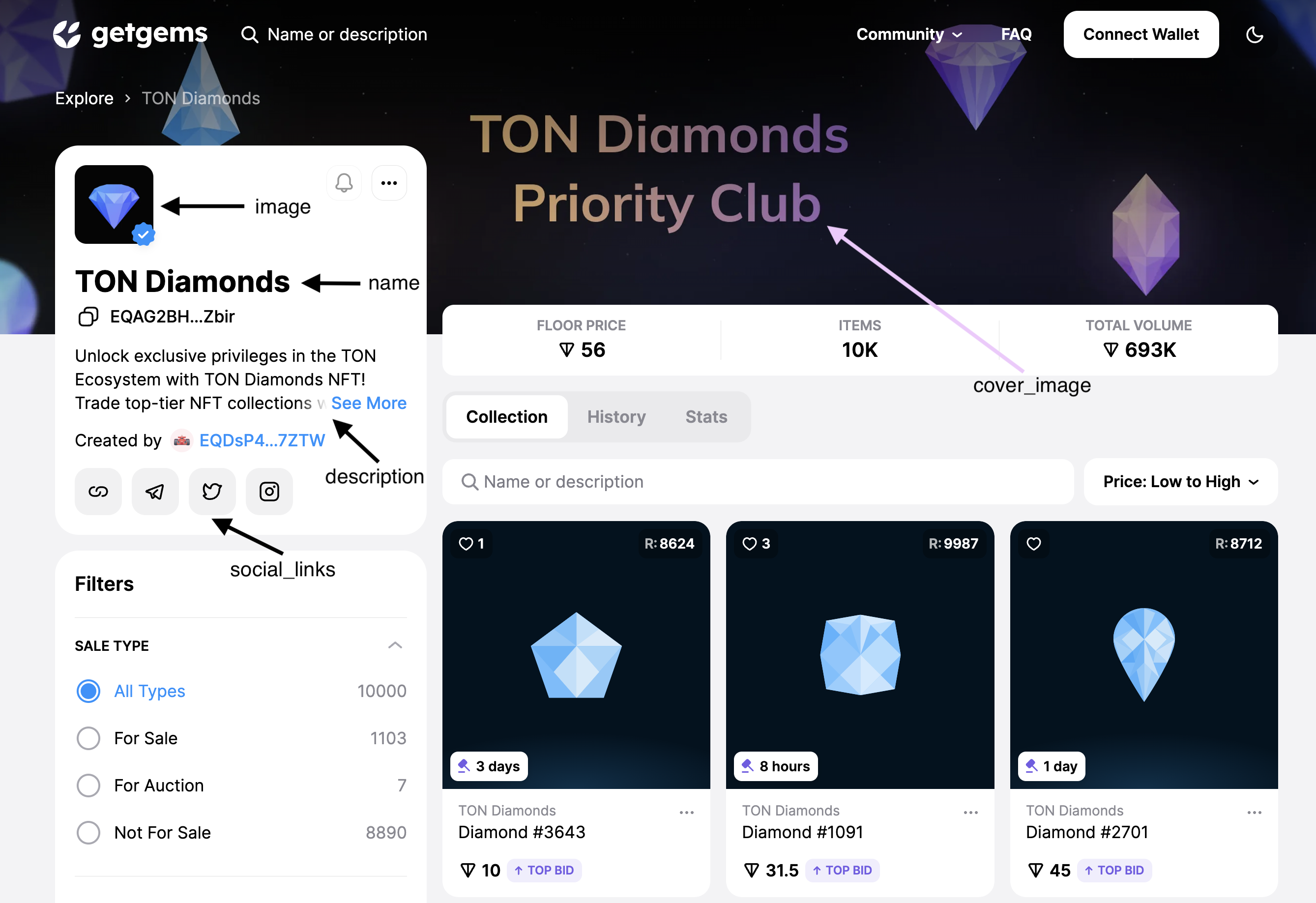 Collection metadata example