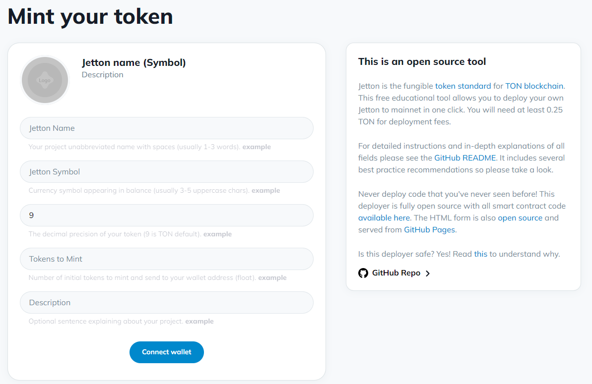 TON Minter main page