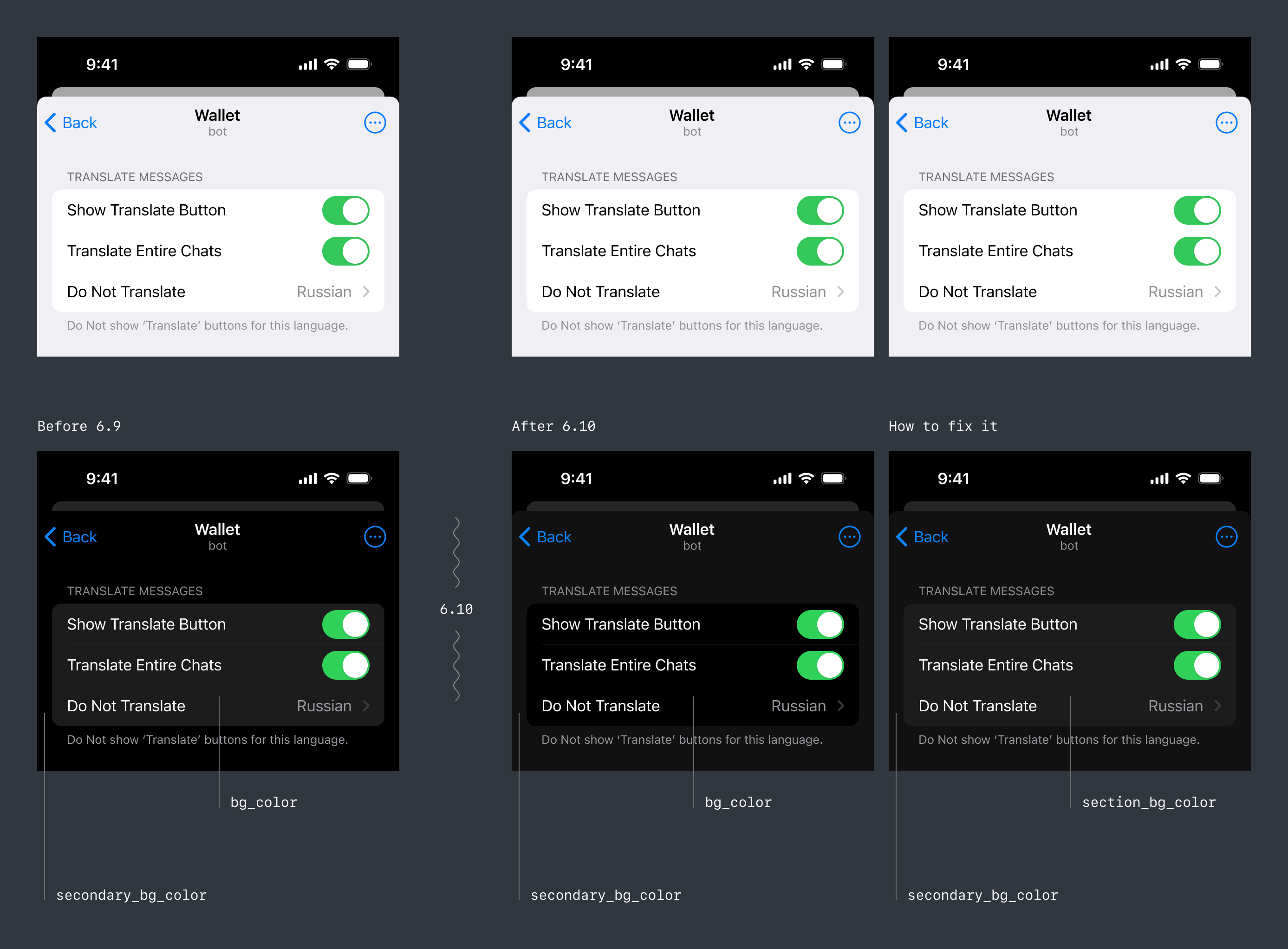 Background color token updates