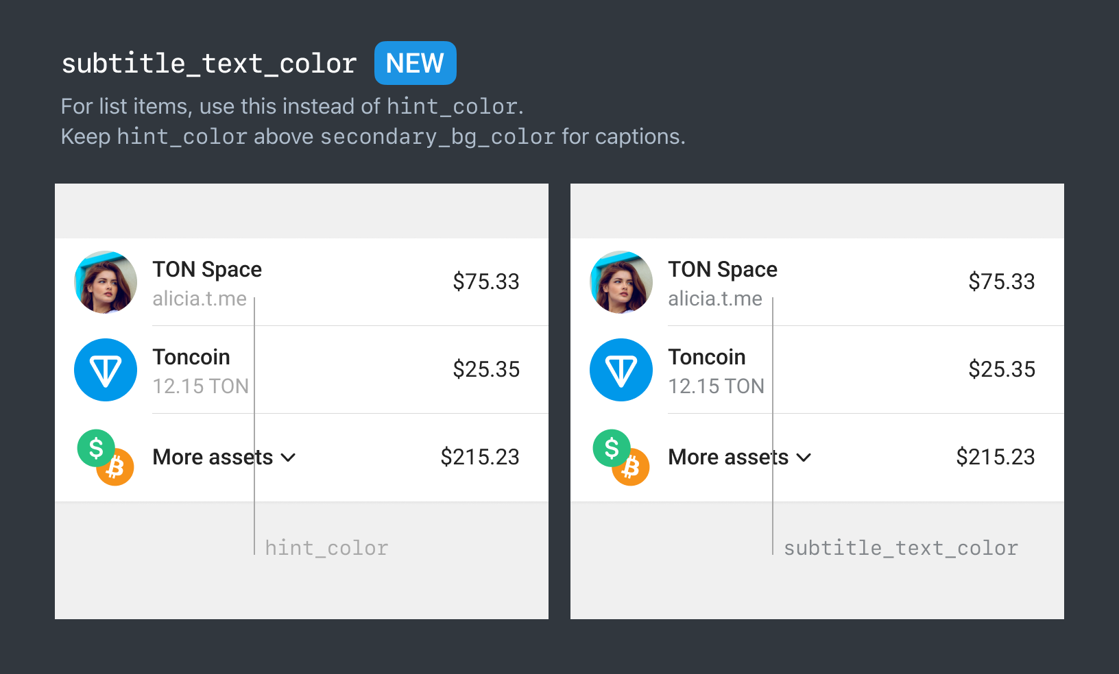 Accent text color examples