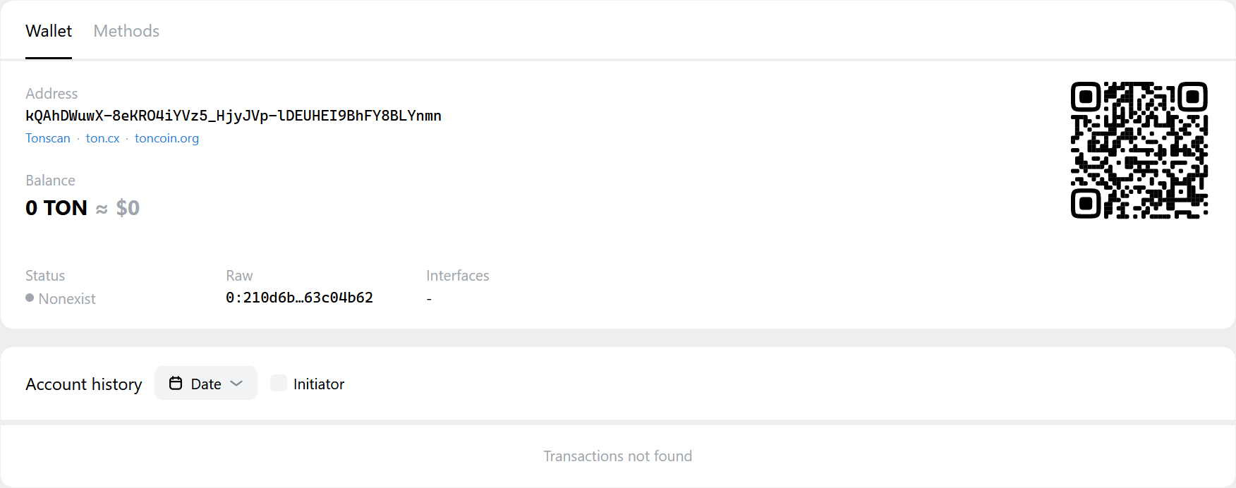 New wallet in nonexist status