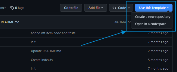 Create repository from template — GitHub UI