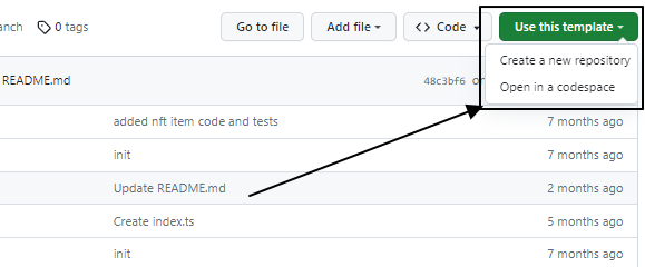 Create repository from template — GitHub UI