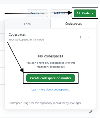 Codespaces: Create codespace