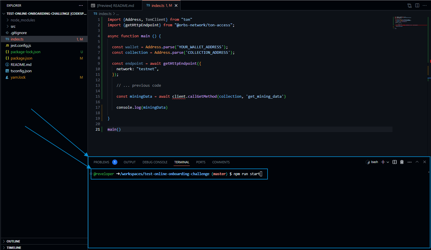 Enter commands in terminal