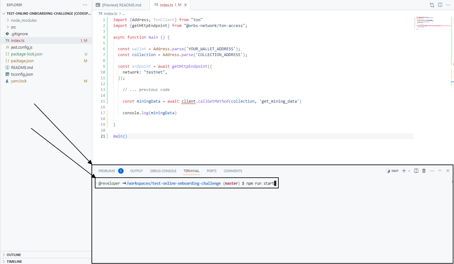 Enter commands in terminal