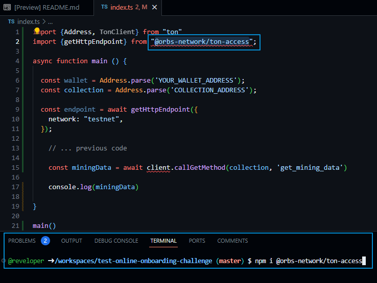 TON Center endpoint screenshot