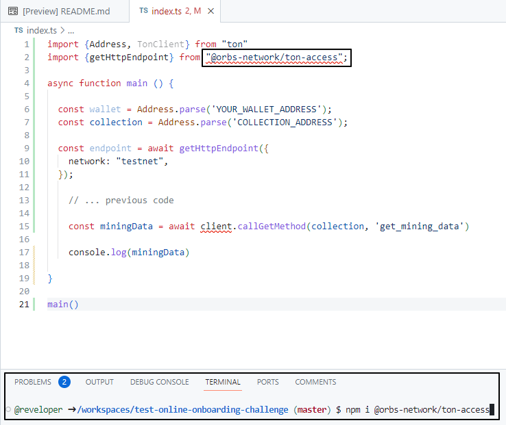 TON Center endpoint screenshot