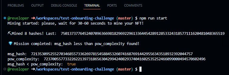 Miner progress output