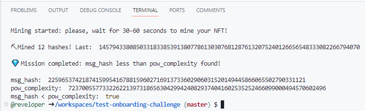 Miner progress output
