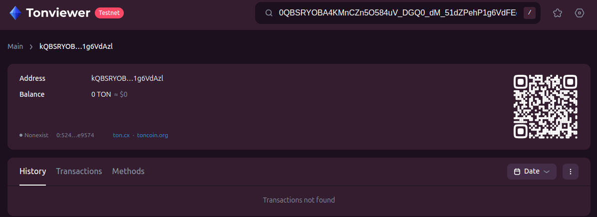 Screenshot of nonexistent wallet state