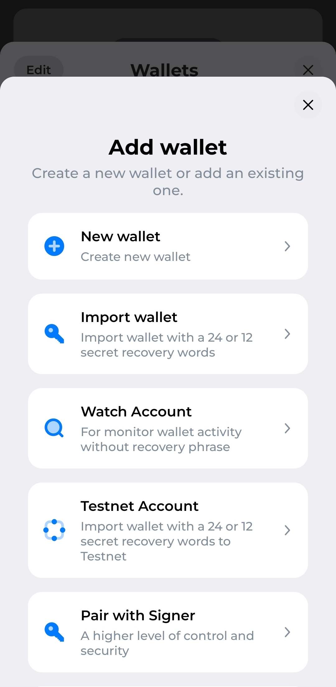 Tonkeeper: adding a Testnet wallet and importing a mnemonic